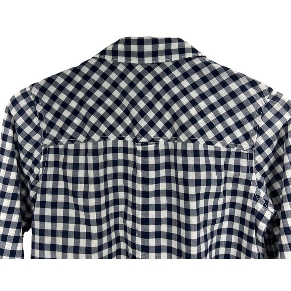 J Crew Women's Boy Shirt Sz 00 Button Down Navy Blue Check Long Sleeve - Picture 5 of 10